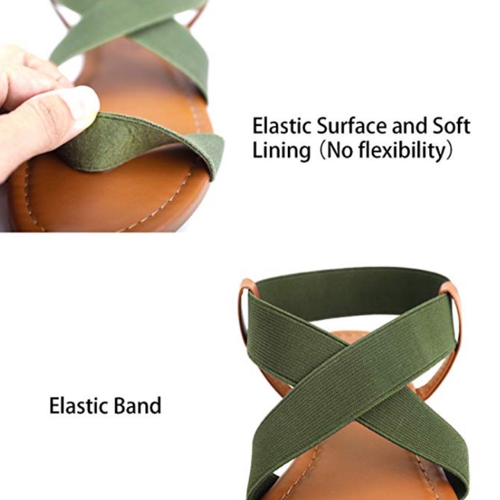 Olive & Brown Elastic Strap Sandal - Picture 6 of 8